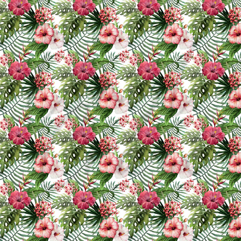 Pink and White Tropical Florals Adhesive Vinyl