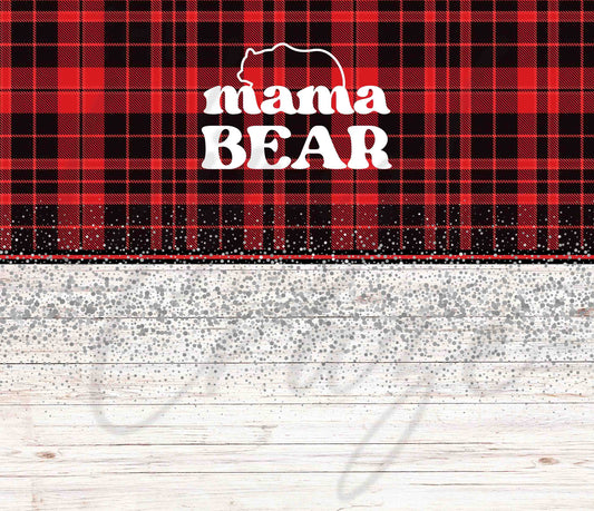 Plaid Wood Mama Bear 20 or 30 oz Skinny Wrap