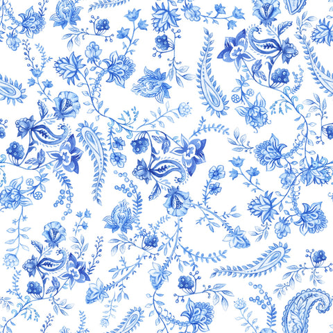 Porcelain Blue Paisley - Adhesive Vinyl