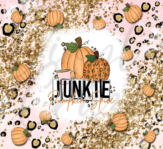 Pumpkin Spice Junkie 20 or 30 oz Skinny Adhesive Vinyl Wrap
