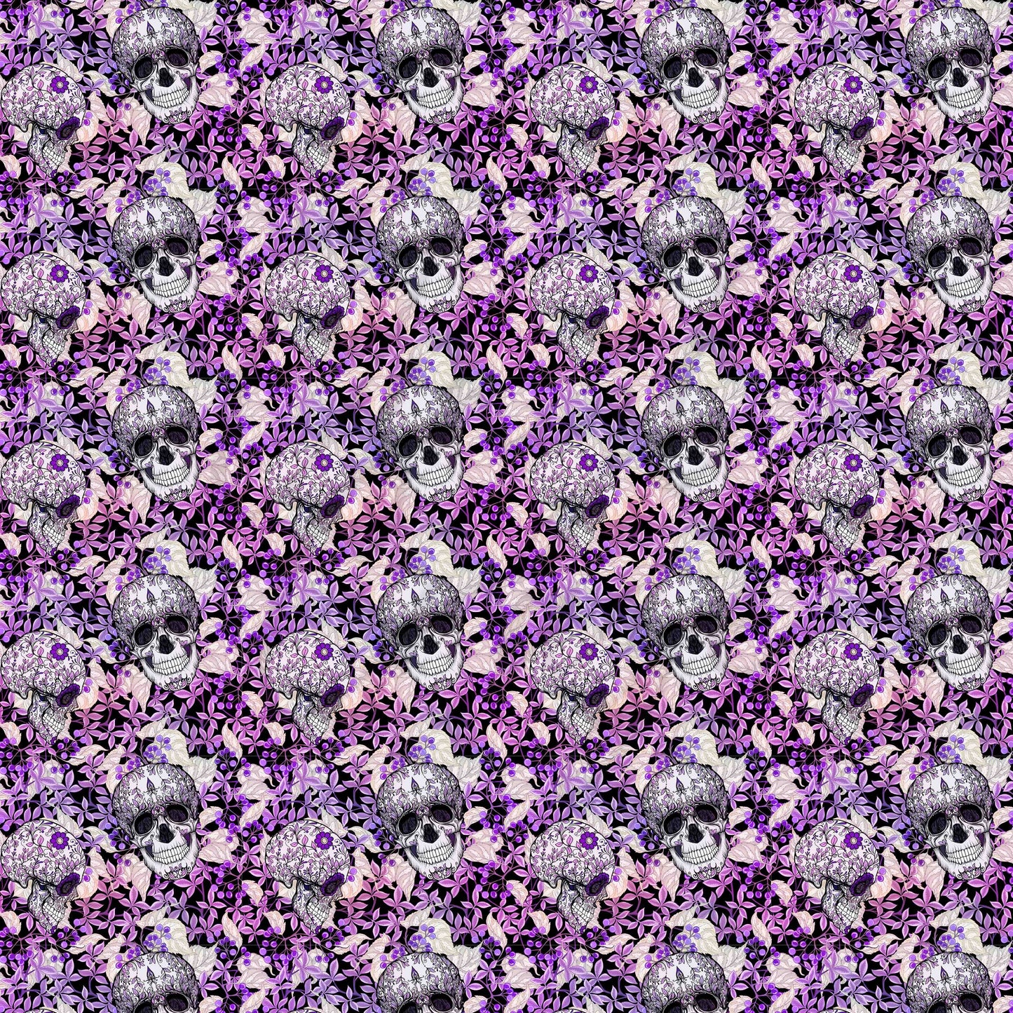 Purple Floral Skulls - Adhesive Vinyl