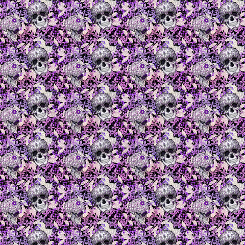 Purple Floral Skulls - Adhesive Vinyl