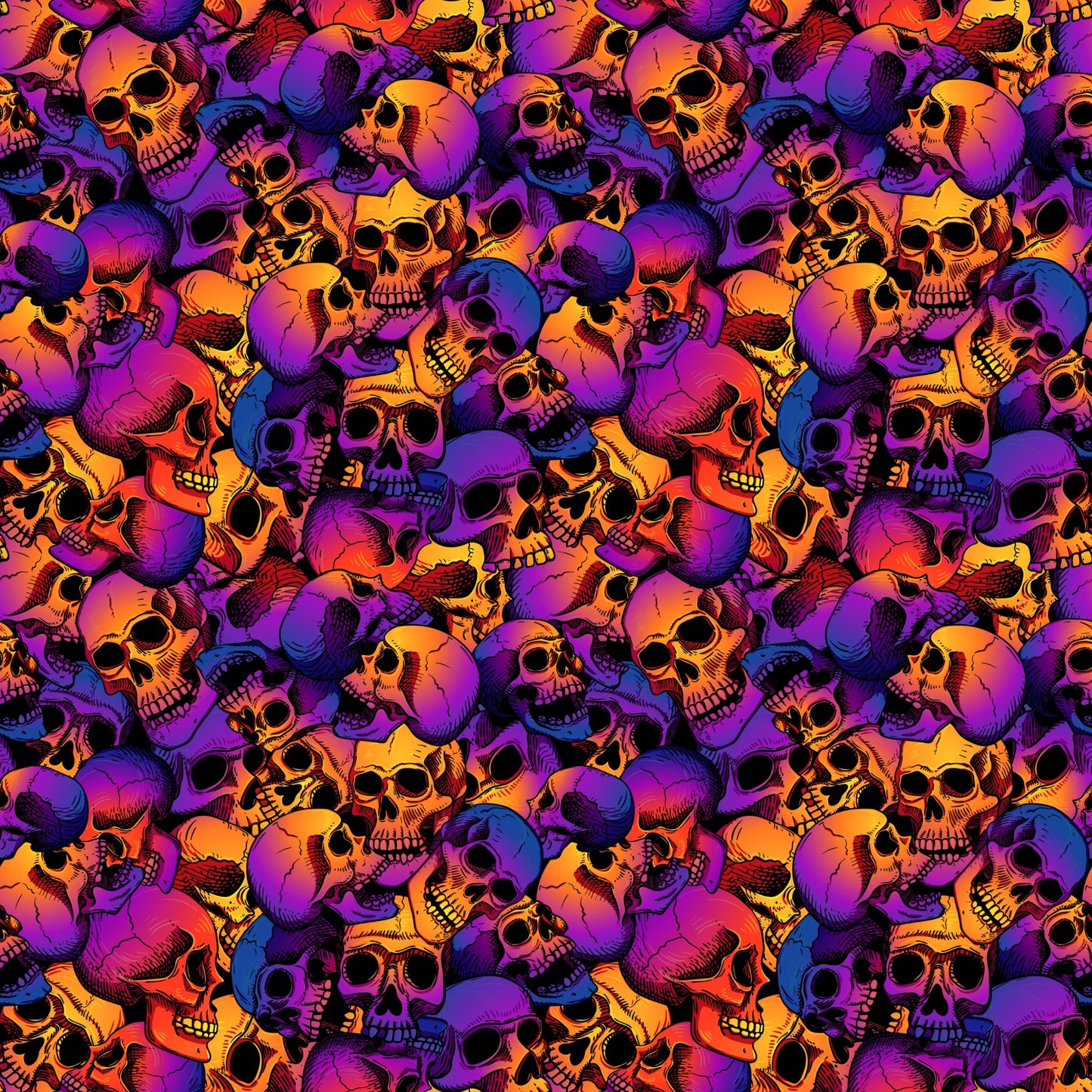 Purple Orange Skulls - Adhesive Vinyl