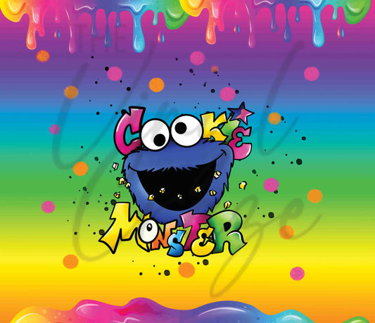 Rainbow Cookie Monster 20 or 30 oz Skinny Adhesive Vinyl Wrap