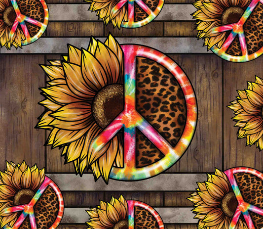 Rainbow Sunflower Hippie 20 or 30 oz Skinny Adhesive Vinyl Wrap