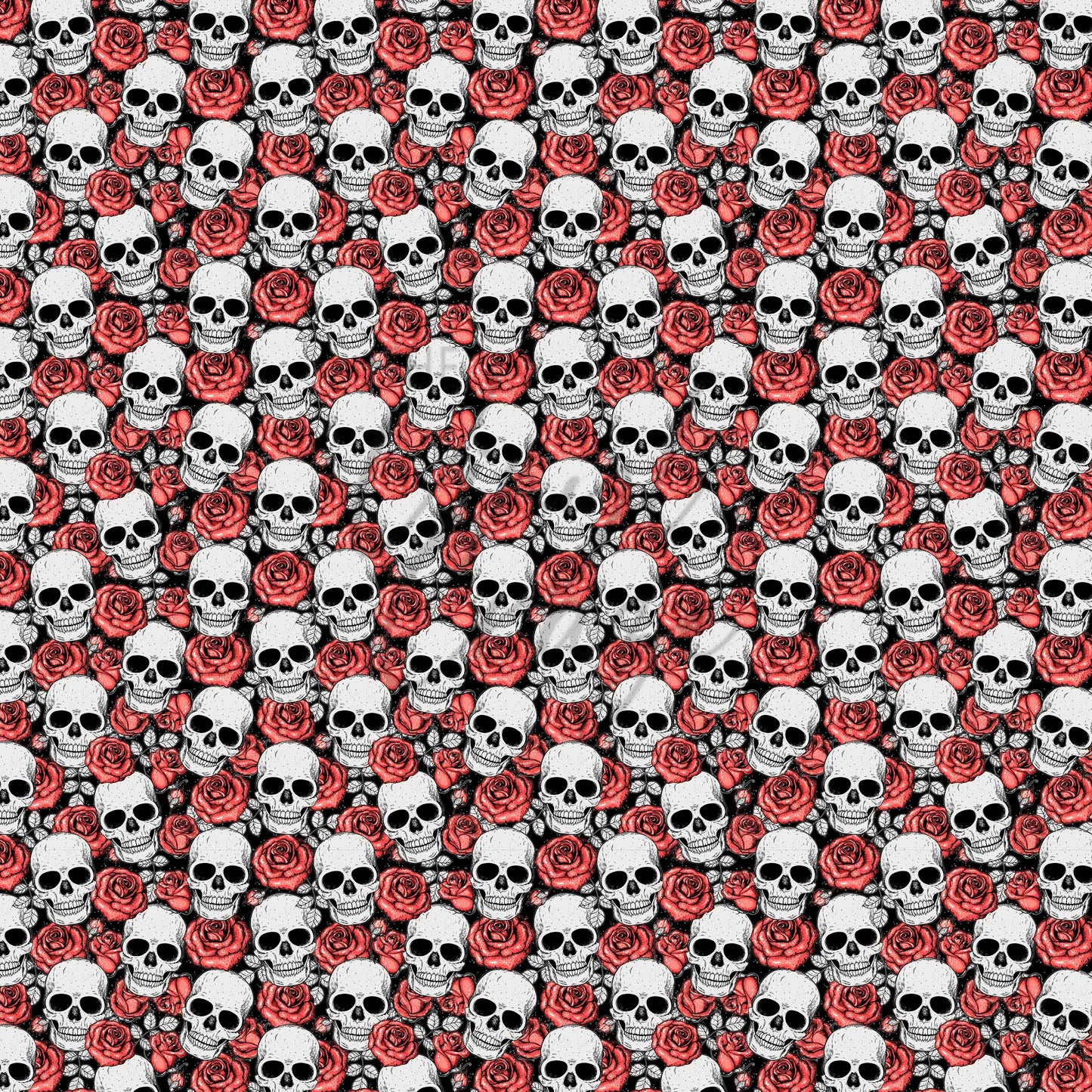 Red Floral Skulls - Adhesive Vinyl