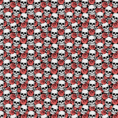 Red Floral Skulls - Adhesive Vinyl