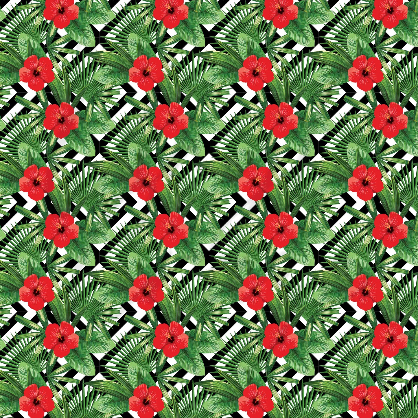 Red Patterned Hibiscus Adhesive Vinyl