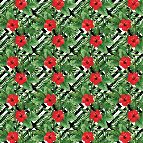 Red Patterned Hibiscus Adhesive Vinyl