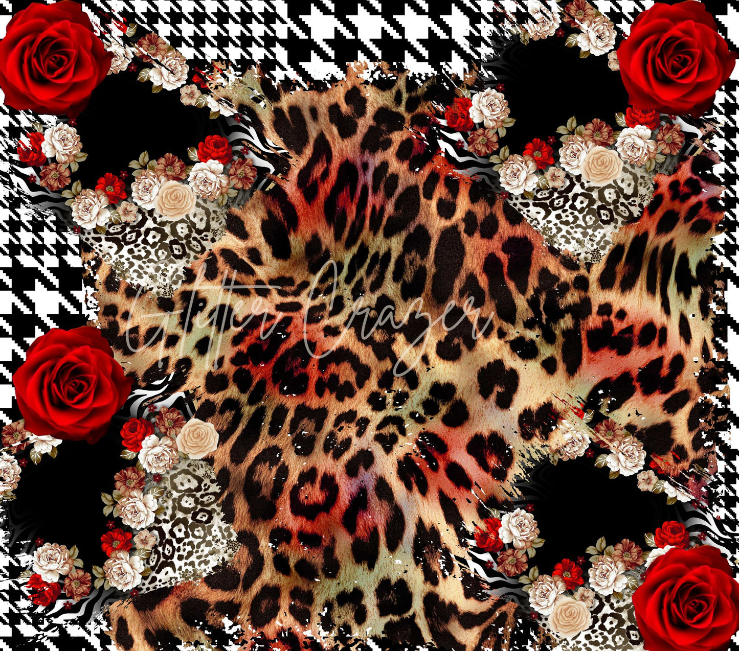 Red Roses and Houndstooth wraps and decal- 6 Designs