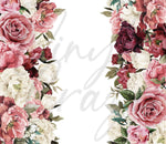 Red and Pink Roses on Border 20 or 30 oz Skinny Adhesive Vinyl Wrap