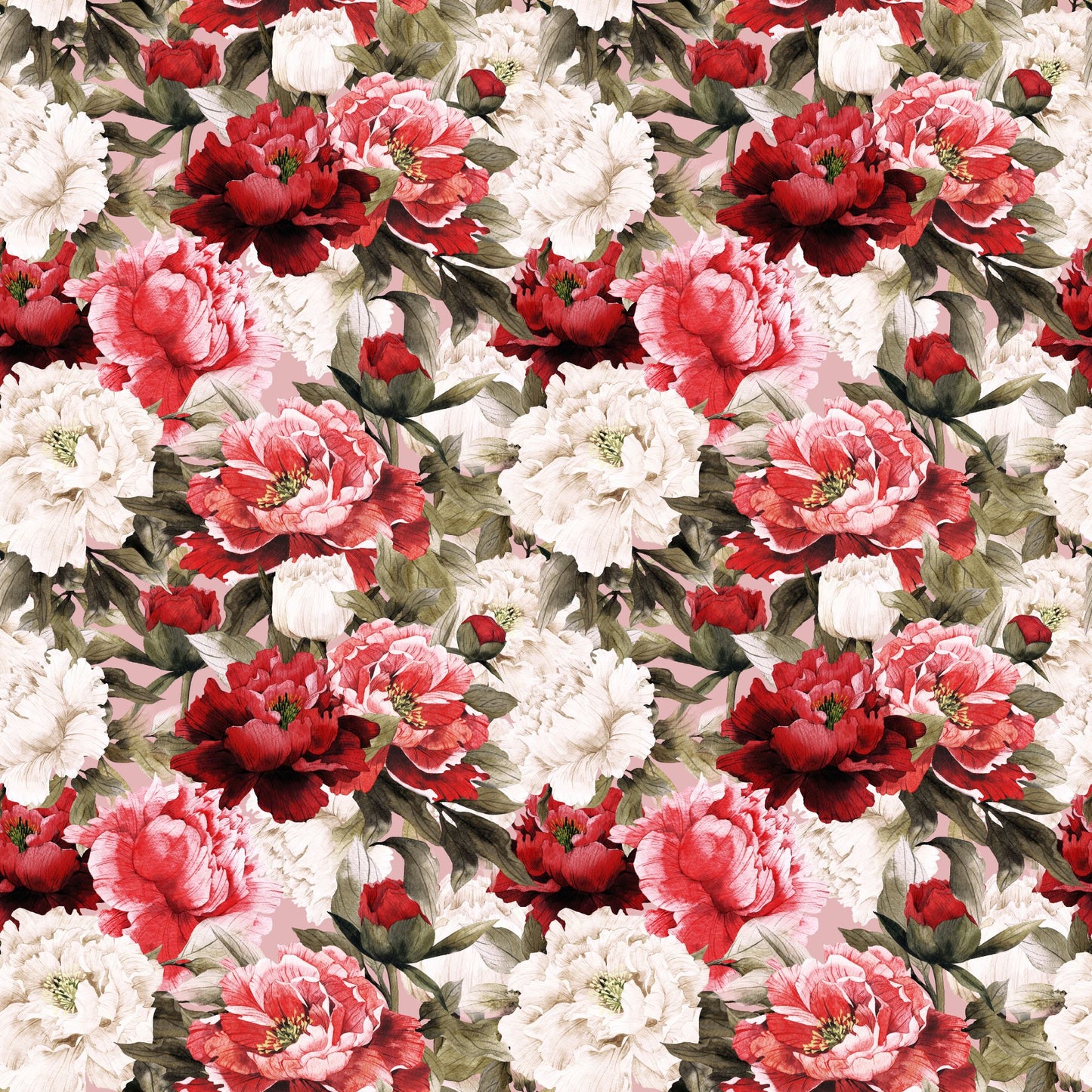 Red And White Flowers - Adhesive Vinyl