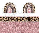 Rose Gold Boho Leopard Rainbow 20 or 30 oz Skinny Adhesive Vinyl Wrap