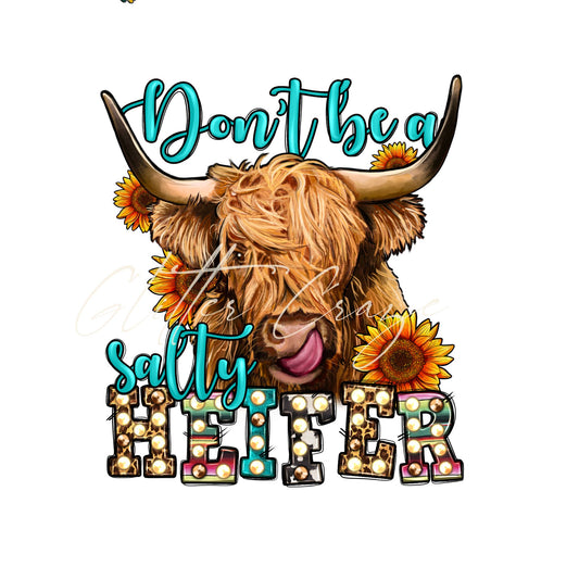 Don't Be A Salty Heifer UV DTF Decal