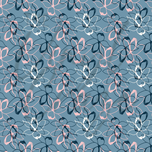 Seamless Pink and Navy Floral Adhesive Vinyl