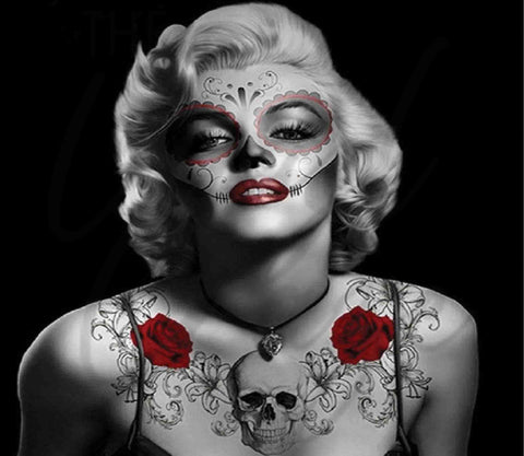 Sugar Skull Marilyn 20 or 30 oz Skinny Adhesive Vinyl Wrap