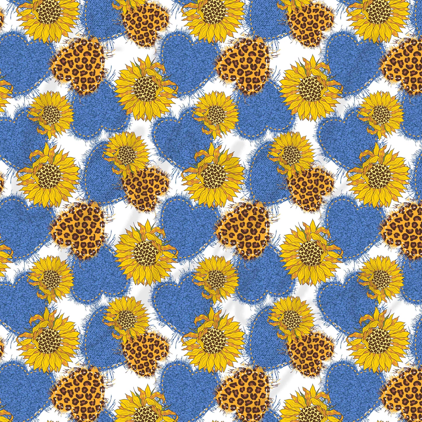 Sunflower Denim Leopard Patches Adhesive Vinyl