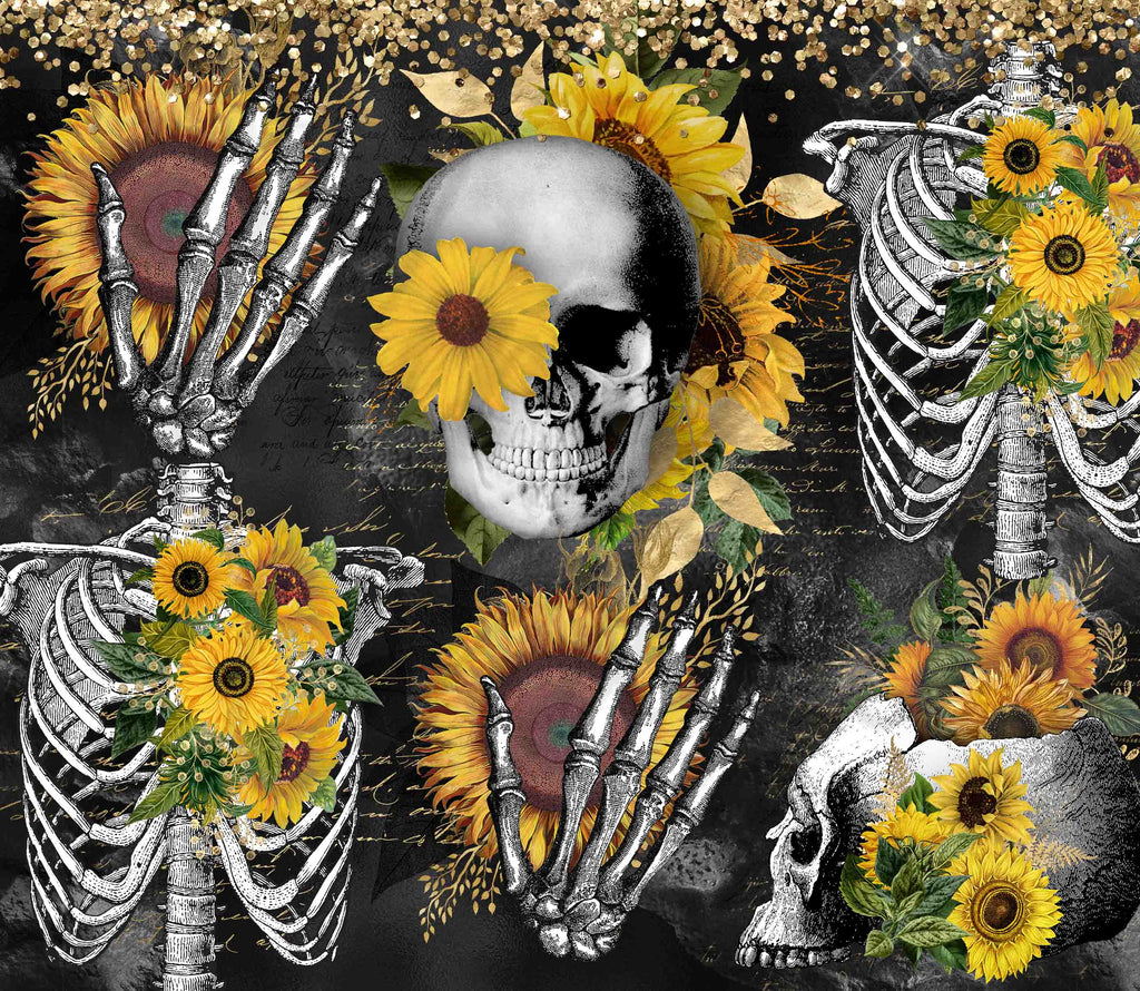 Sunflower Skulls 20 or 30 oz Skinny Adhesive Vinyl Wrap – The Vinyl Craze