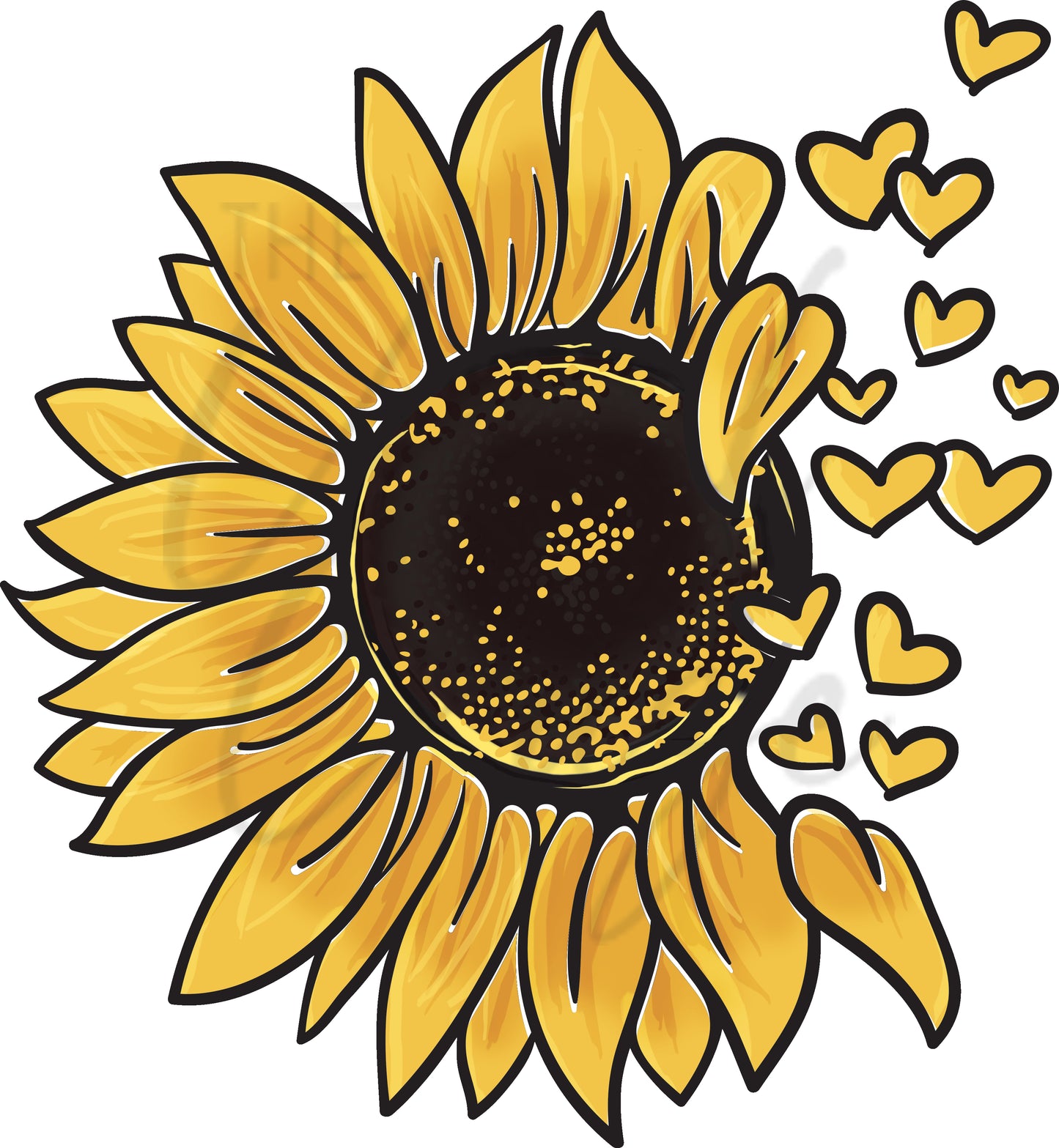 Sunflower With Hearts UV DTF Decal