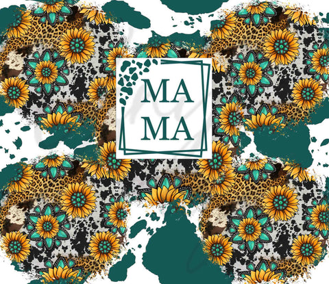 Teal Mama Cow 20 oz Skinny Adhesive Vinyl Wrap