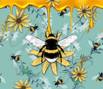 Teal and Gold Drip Bee 20 or 30 oz Skinny Adhesive Vinyl Wrap