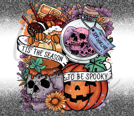 Tis the Season To Be Spooky 20 or 30 oz Skinny Adhesive Vinyl Wrap