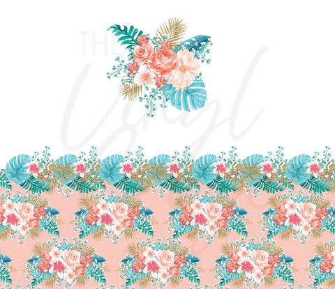 Tropical Floral 20 oz Skinny Adhesive Vinyl Wrap