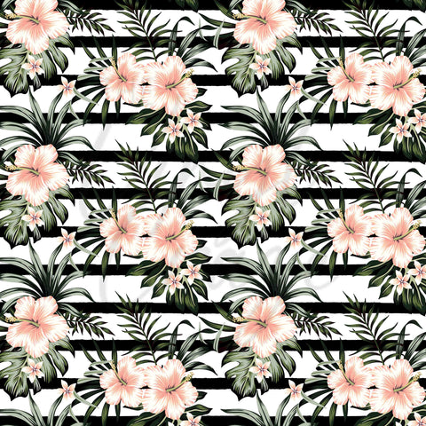 Tropical Striped Hibiscus Adhesive Vinyl