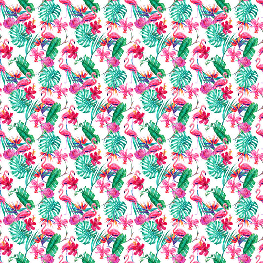 Flamingo And Hibiscus - Adhesive Vinyl