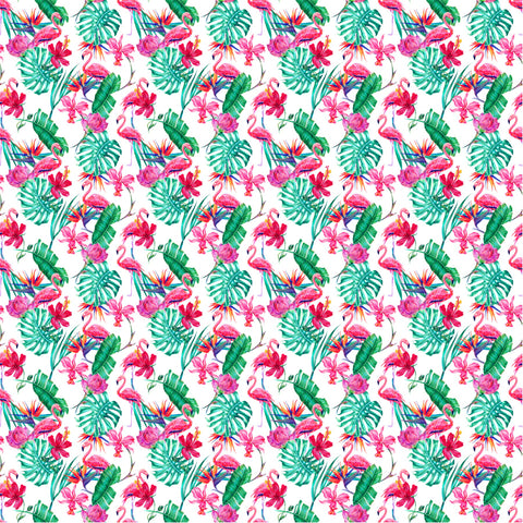 Flamingo And Hibiscus - Adhesive Vinyl