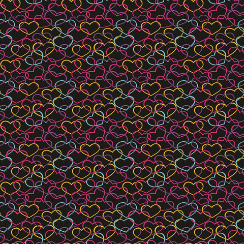 Neon Hearts on Black - Adhesive Vinyl