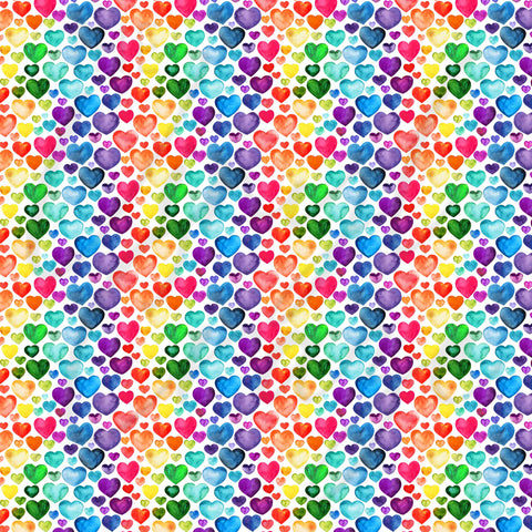 Valentines Rainbow Hearts Adhesive Vinyl