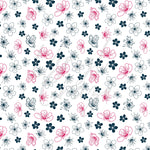 White, Pink and Navy Flowers Adhesive Vinyl