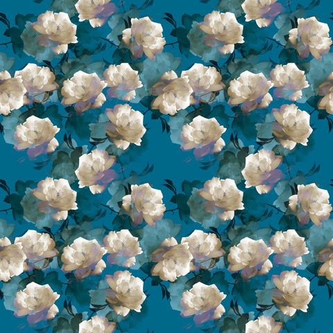 White Rose on Blue - Adhesive Vinyl