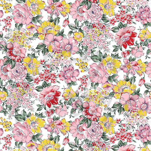 Yellow and Pink Garden Florals Adhesive Vinyl