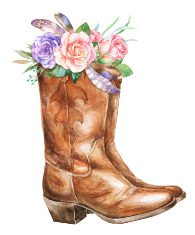 Boots And Flowers UV DTF Decal