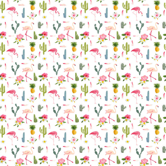 Cactus And Flamingos - Adhesive Vinyl