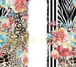 Watercolor Floral on animal print wraps- 6 designs