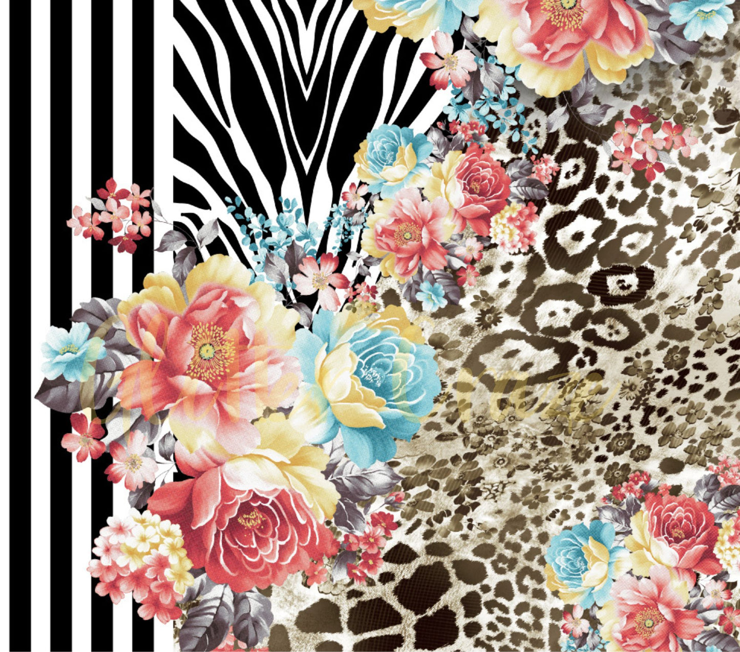 Watercolor Floral on animal print wraps- 6 designs