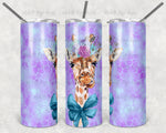 Purple and Teal Giraffe no Glasses Adhesive Vinyl wrap 20oz no taper