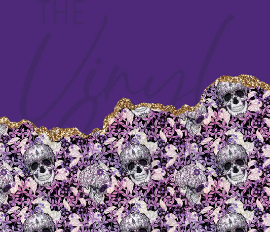 Purple And Gold Spooky Skulls Wrap