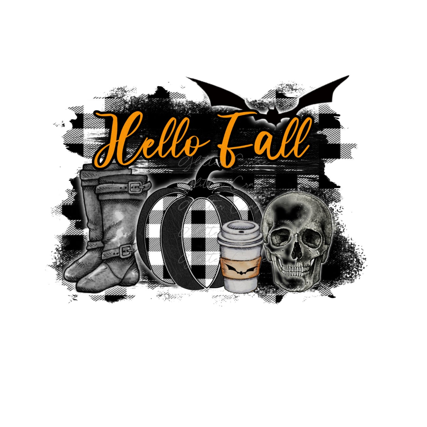 Black and White Hello Fall UV DTF Decal