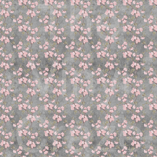 Cherry Blossoms On Gray Adhesive Vinyl