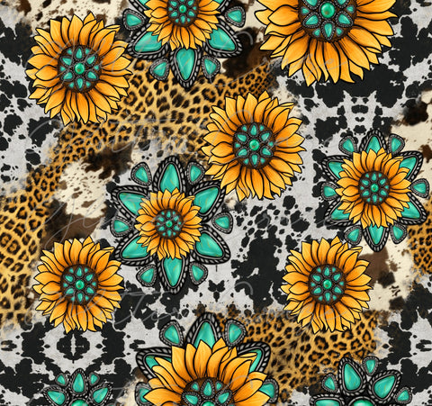 Western Sunflower Cow Adhesive Vinyl