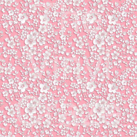 White On Pink Flowers Adhesive Vinyl