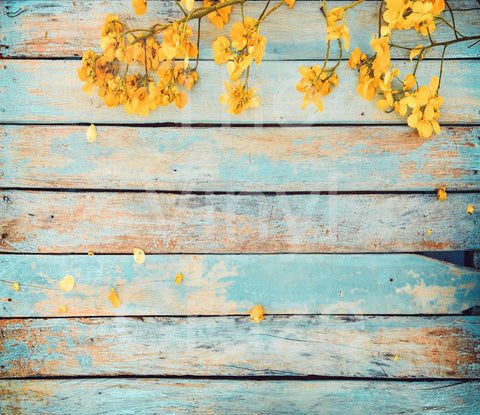 Yellow Flowers On Wood Wrap Digital Download JPG