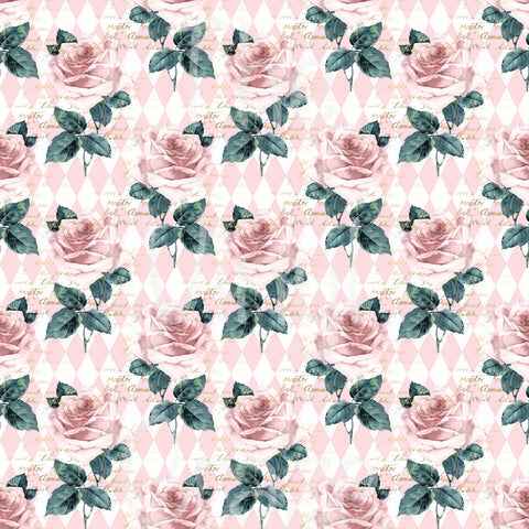 Pink Argyle Roses Adhesive Vinyl