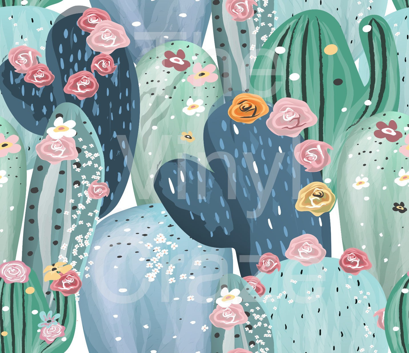 Watercolor Cactus Floral Wrap Digital Download JPG