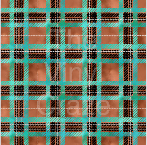 Copper Teal Plaid Adhesive Vinyl Wrap