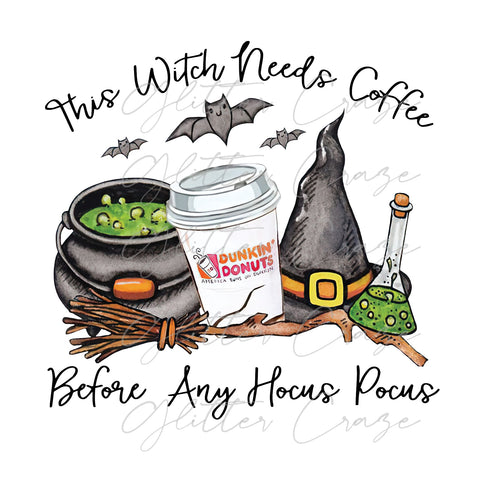 This Witch Needs Coffee UV DTF Decal